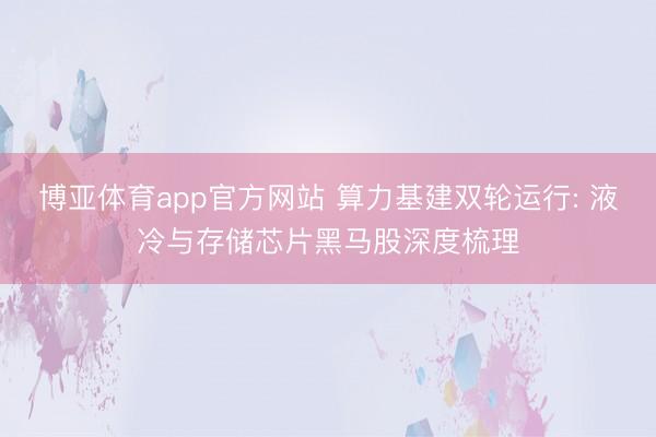 博亚体育app官方网站 算力基建双轮运行: 液冷与存储芯片黑马股深度梳理