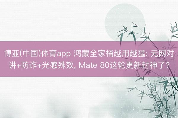 博亚(中国)体育app 鸿蒙全家桶越用越猛: 无网对讲+防诈+光感殊效， Mate 80这轮更新封神了?