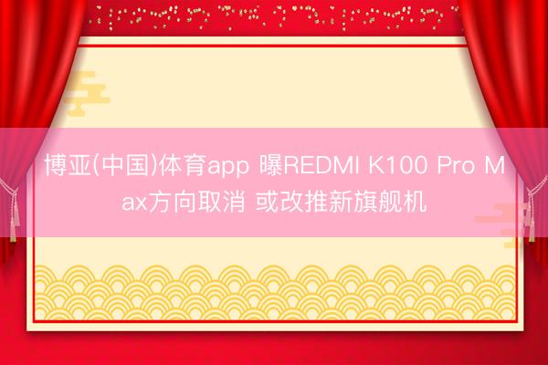 博亚(中国)体育app 曝REDMI K100 Pro Max方向取消 或改推新旗舰机