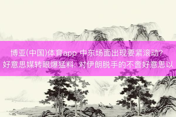 博亚(中国)体育app 中东场面出现要紧滚动? 好意思媒转眼爆猛料: 对伊朗脱手的不啻好意思以