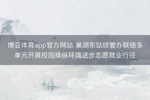 博亚体育app官方网站 巢湖东站综管办联络多单元开展校园操纵环境进步志愿就业行径