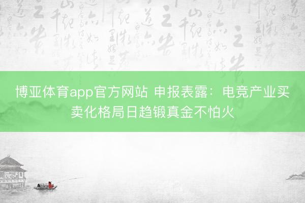 博亚体育app官方网站 申报表露：电竞产业买卖化格局日趋锻真金不怕火
