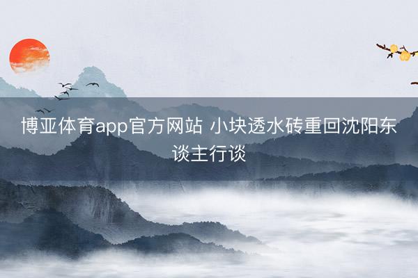 博亚体育app官方网站 小块透水砖重回沈阳东谈主行谈