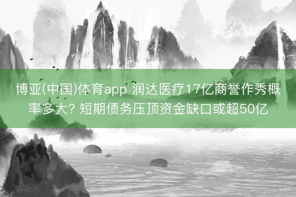 博亚(中国)体育app 润达医疗17亿商誉作秀概率多大? 短期债务压顶资金缺口或超50亿
