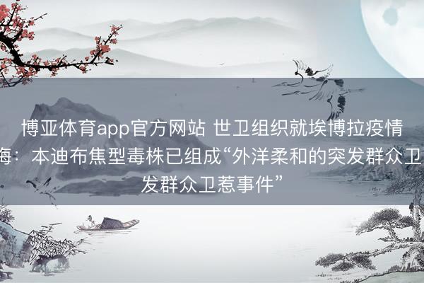 博亚体育app官方网站 世卫组织就埃博拉疫情发出训诲:本迪布焦型毒株已组成“外洋柔和的突发群众卫惹事件”