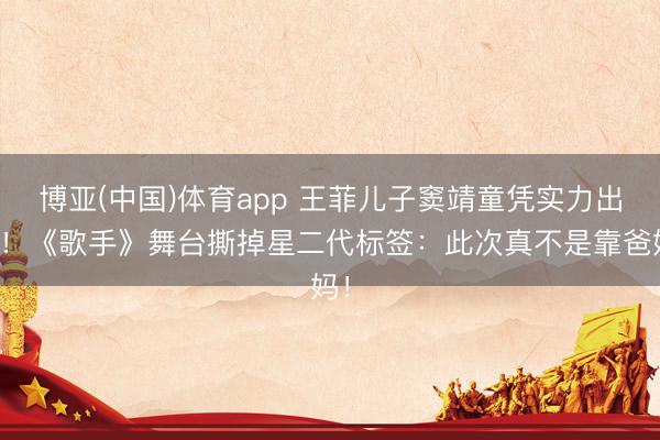 博亚(中国)体育app 王菲儿子窦靖童凭实力出圈！《歌手》舞台撕掉星二代标签：此次真不是靠爸妈！
