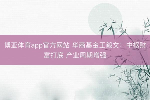 博亚体育app官方网站 华商基金王毅文：中枢财富打底 产业周期增强