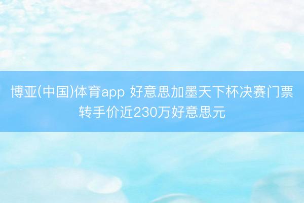 博亚(中国)体育app 好意思加墨天下杯决赛门票转手价近230万好意思元