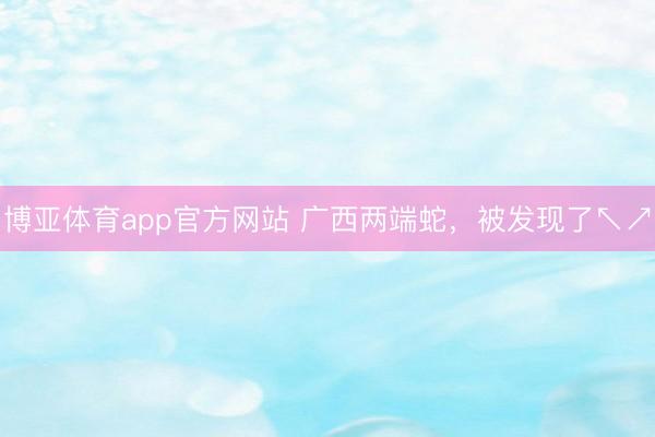 博亚体育app官方网站 广西两端蛇,被发现了↖↗